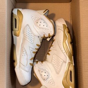 Jordan “Golden Moments” White and Gold High-Top Sneakers